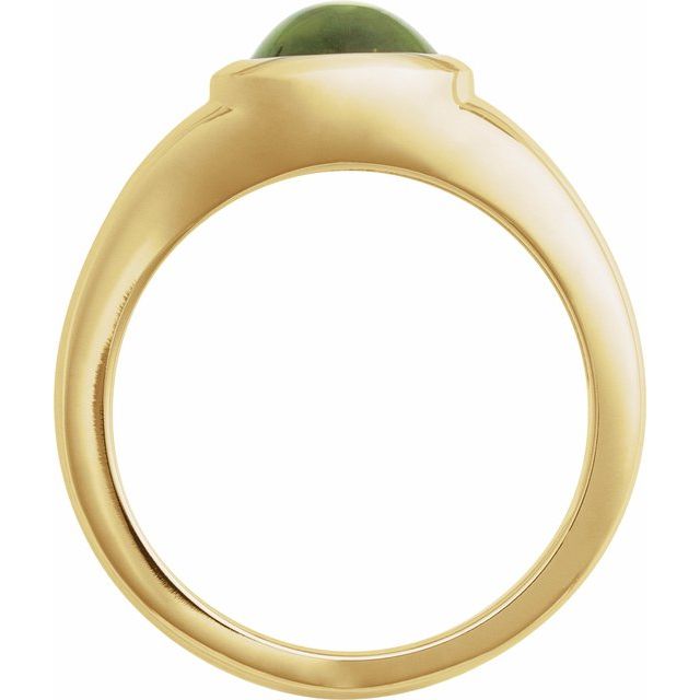 Oval Peridot Cabochon Ring in Gold