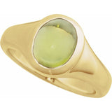 Oval Peridot Cabochon Ring in Gold