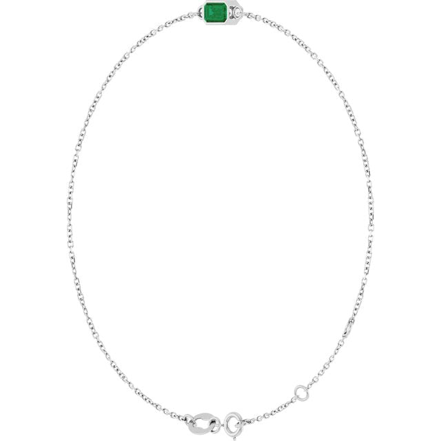 1-Stone Lab-Grown Emerald & Emerald Bezel-Set Link Bracelet In Set