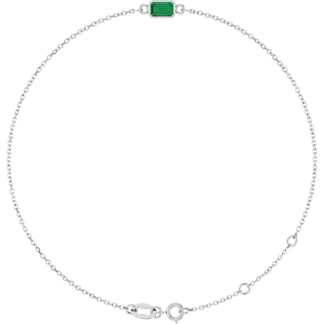 1-Stone Lab-Grown Emerald & Emerald Bezel-Set Link Bracelet In Set