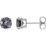 Gray Spinel Round Stud Earrings in Gold and Platinum