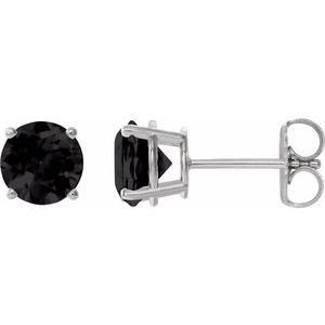 Onyx Round Stud Earrings in Gold and Platinum