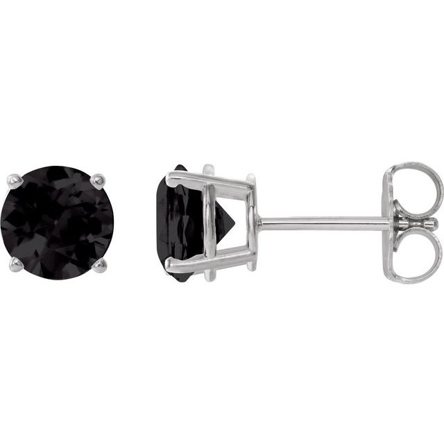 Onyx Round Stud Earrings in Gold and Platinum