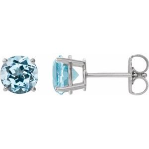 Sky Blue Topaz Round Stud Earrings in Gold and Platinum