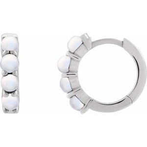 Rainbow Moonstone Round Hoop Earrings in Gold and Platinum
