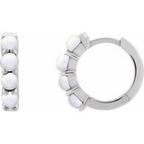 Rainbow Moonstone Round Hoop Earrings in Gold and Platinum