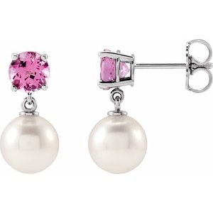 Pearl Stud Earrings in Gold and Platinum