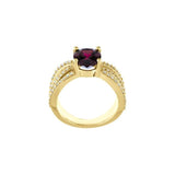 Oval Rhodolite Garnet & Diamond Accented Ring in Yellow Gold