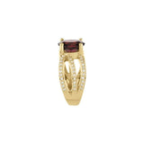 Oval Rhodolite Garnet & Diamond Accented Ring in Yellow Gold