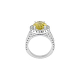 Oval Lemon Quartz Halo Ring with Diamond Accents in White Gold