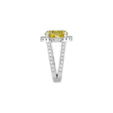 Oval Lemon Quartz Halo Ring with Diamond Accents in White Gold