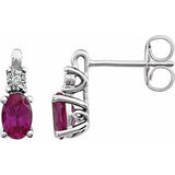 Ruby & Diamond Oval Stud Earrings in Gold and Platinum
