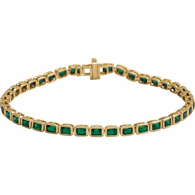 Emerald Natural Tsavorite Garnet Bezel-Set Line Bracelet In Gold & Platinum