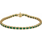Emerald Natural Tsavorite Garnet Bezel-Set Line Bracelet In Gold & Platinum