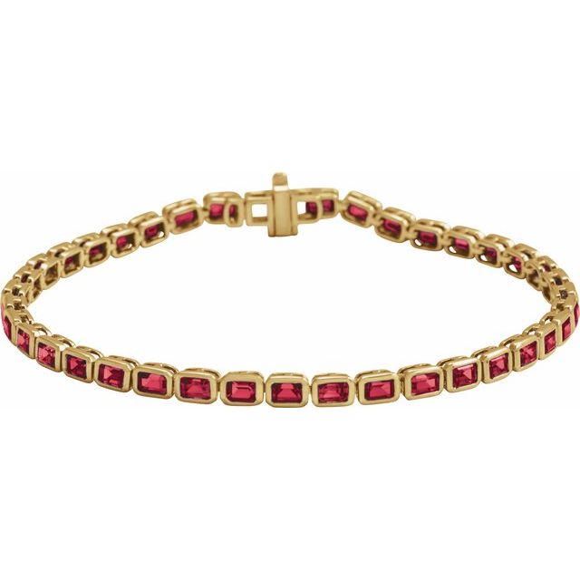 Emerald Lab-Grown Ruby Bezel-Set Line Bracelet In Gold & Platinum