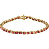 Emerald Lab-Grown Ruby Bezel-Set Line Bracelet In Gold & Platinum