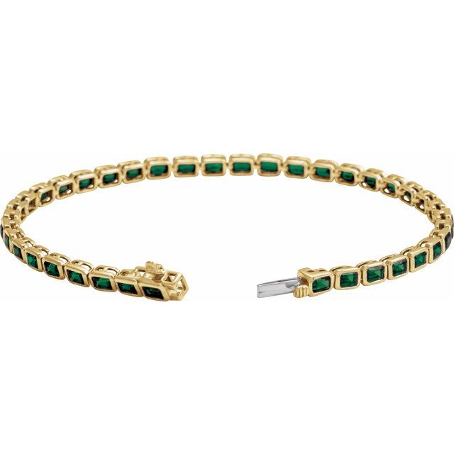 Emerald Natural Tsavorite Garnet Bezel-Set Line Bracelet In Gold & Platinum