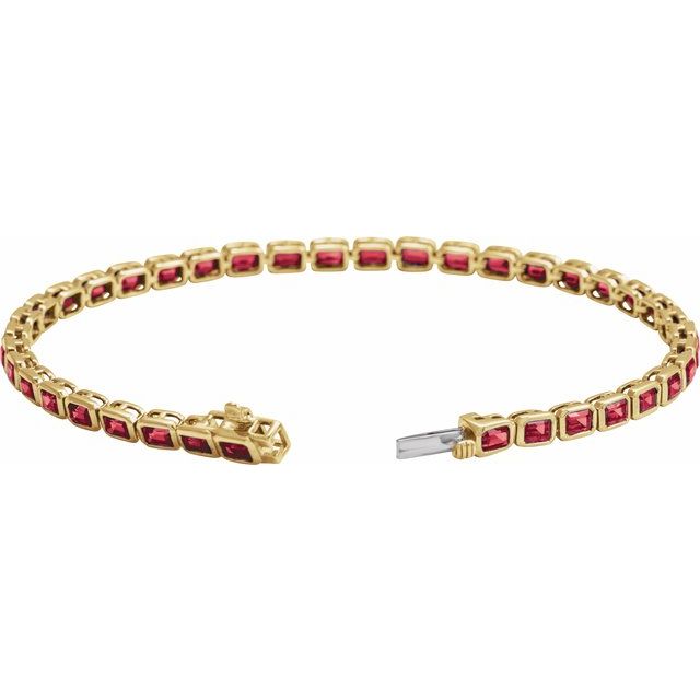 Emerald Lab-Grown Ruby Bezel-Set Line Bracelet In Gold & Platinum