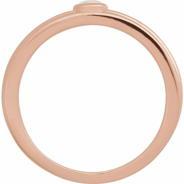 Round White Opal Cabochon Ring in Gold and Platinum