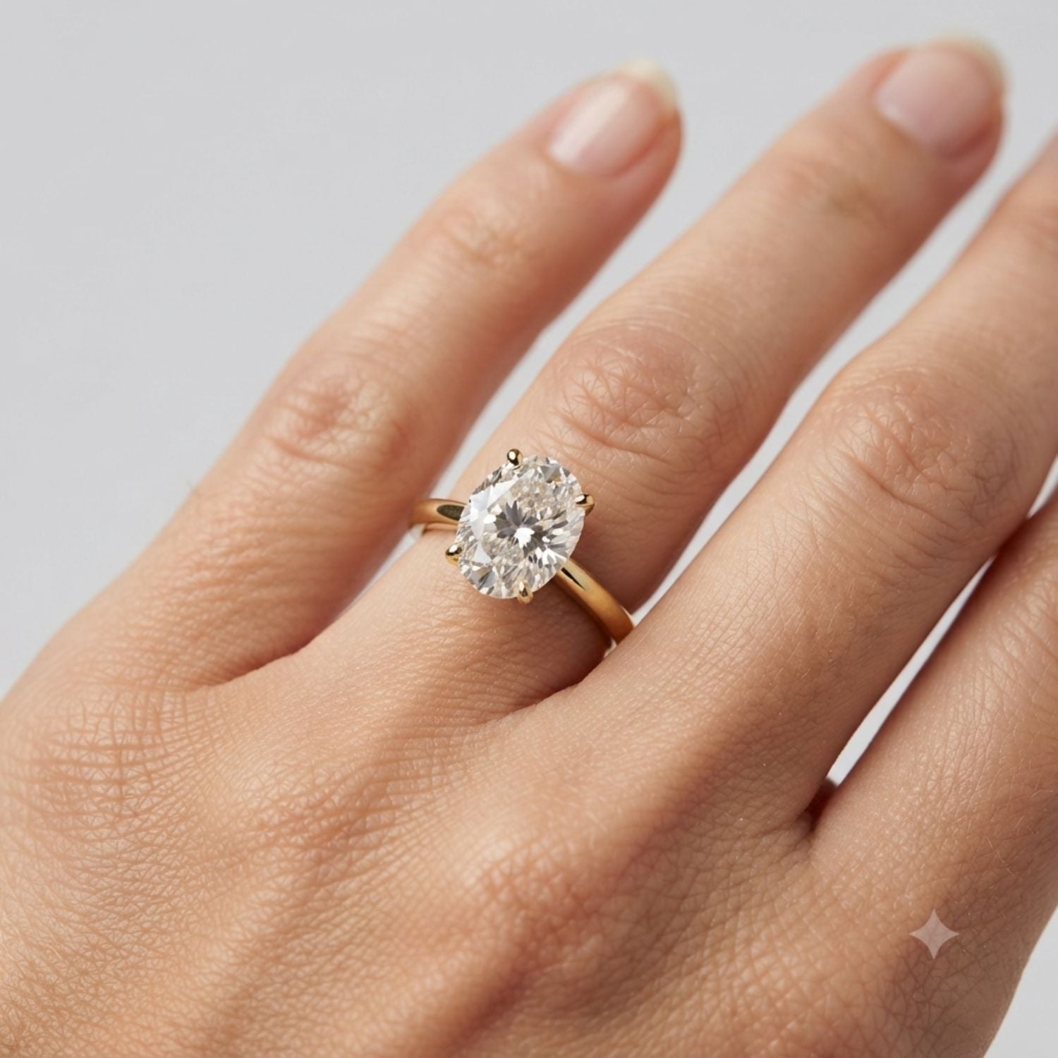 Classic Oval Diamond Solitaire Ring With Sleek Gold Finish