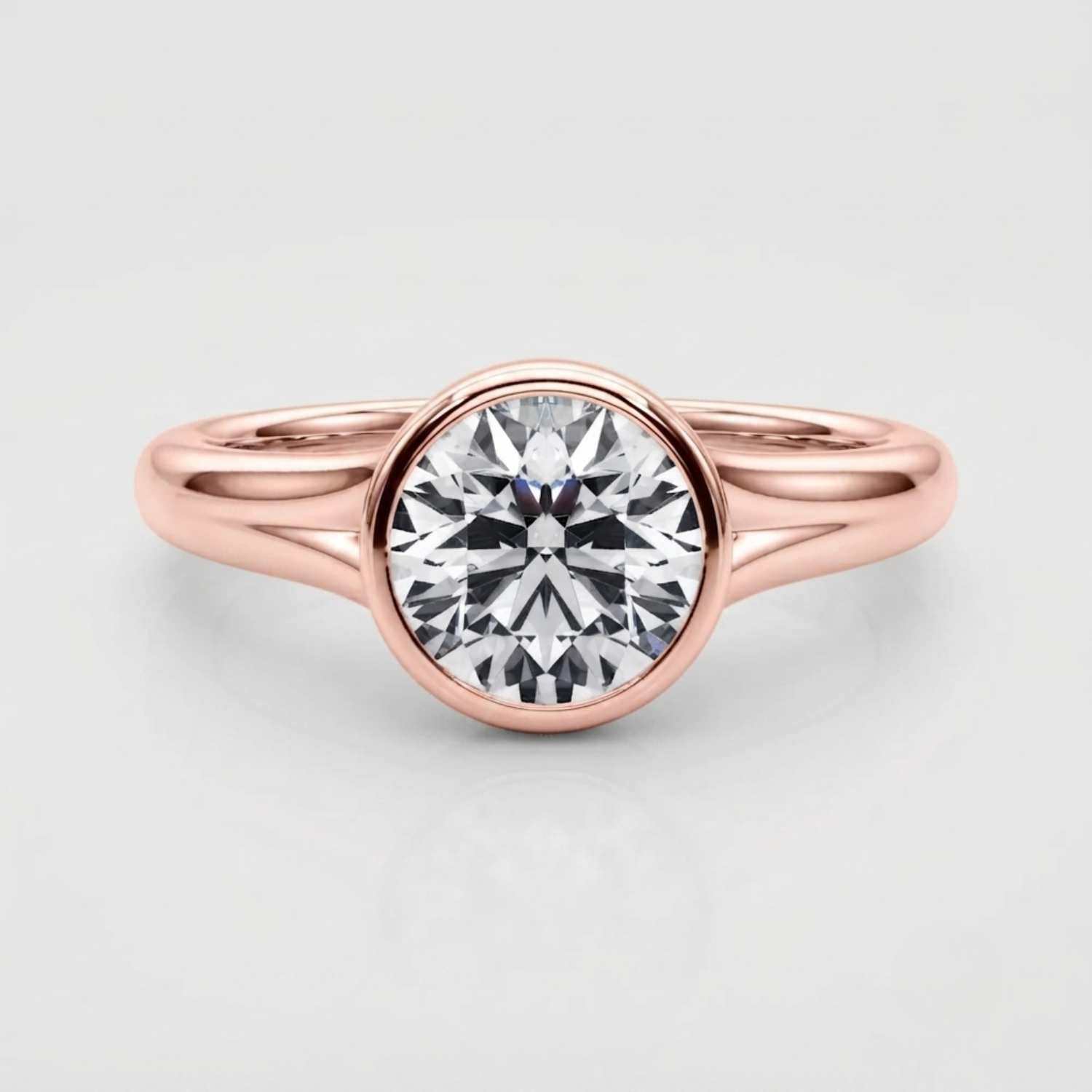 Lab Grown Diamond Round Solitaire Engagement Ring |  D-VVS | Bezel Set