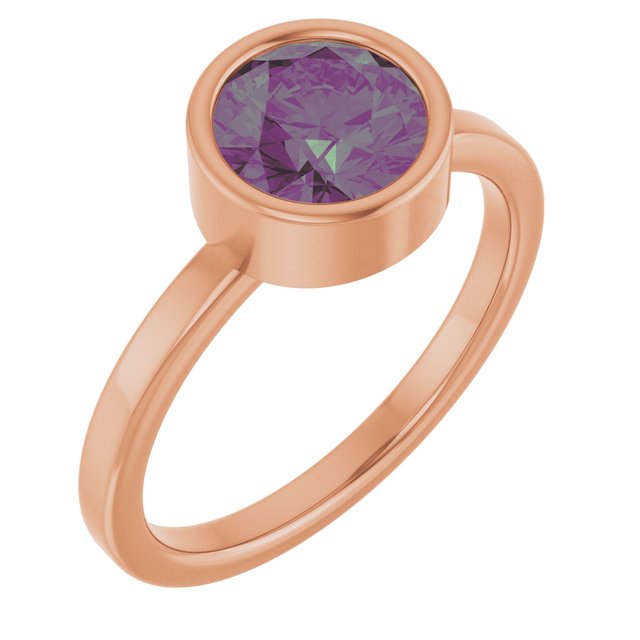 Round Lab-Grown Alexandrite Solitaire Ring in Gold