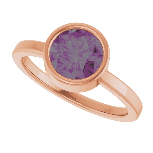 Round Lab-Grown Alexandrite Solitaire Ring in Gold