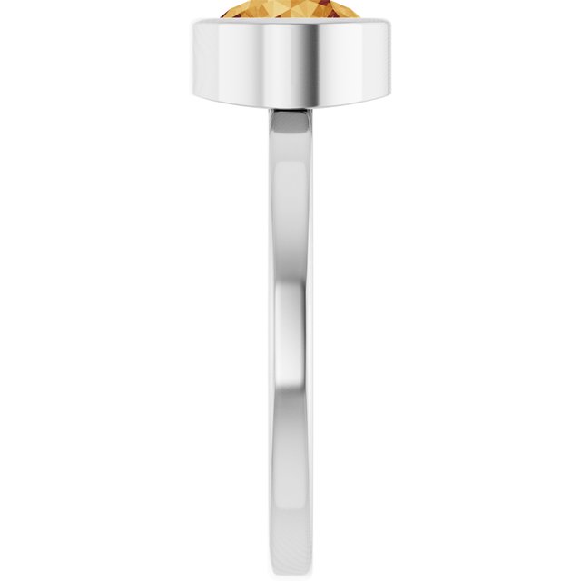 Round Citrine Solitaire Ring in Gold and Platinum
