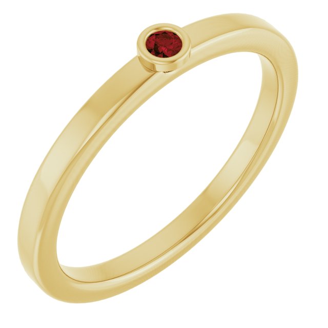 Round Mozambique Garnet Solitaire Ring in Gold