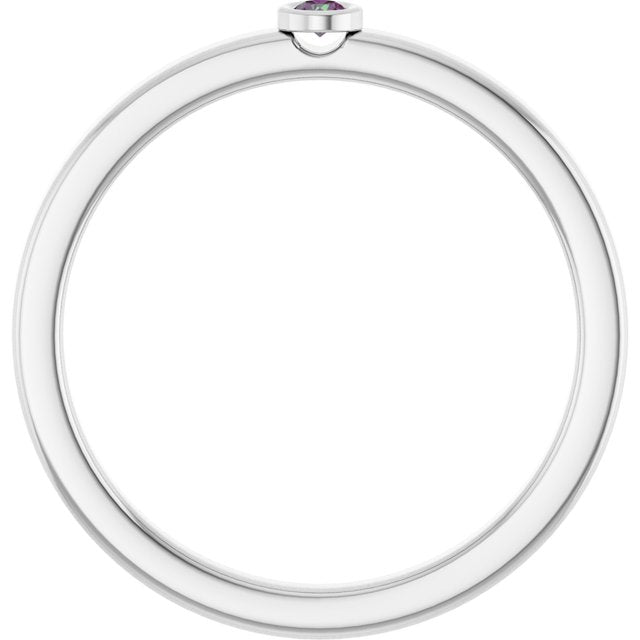 Round Alexandrite Solitaire Ring in White Gold