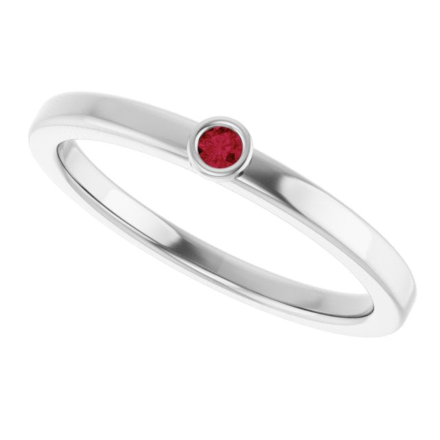 Round Ruby Solitaire Ring in White Gold