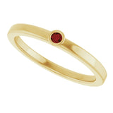 Round Mozambique Garnet Solitaire Ring in Gold