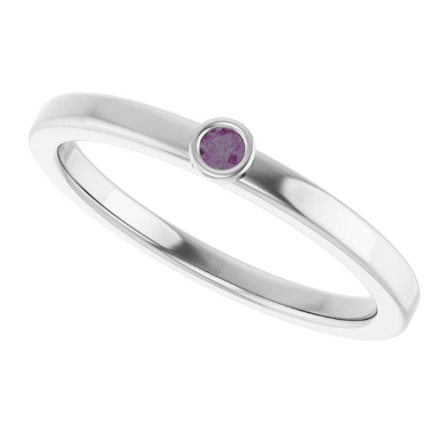 Round Alexandrite Solitaire Ring in White Gold