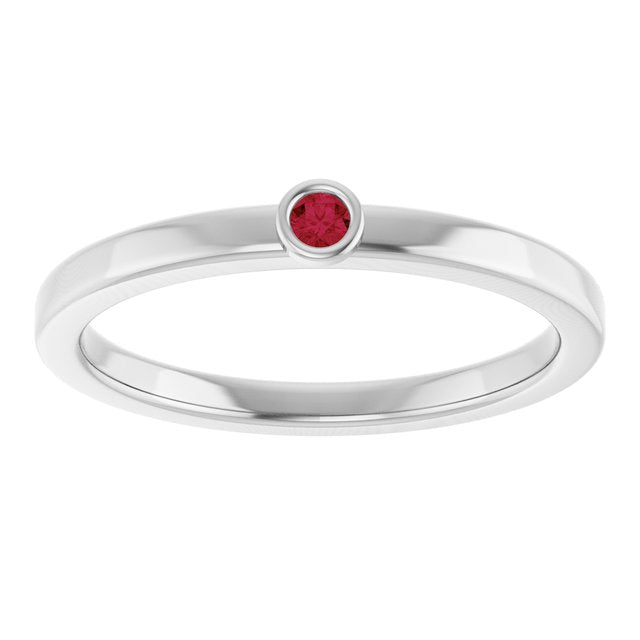 Round Ruby Solitaire Ring in White Gold