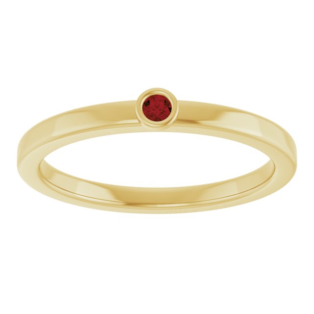 Round Mozambique Garnet Solitaire Ring in Gold