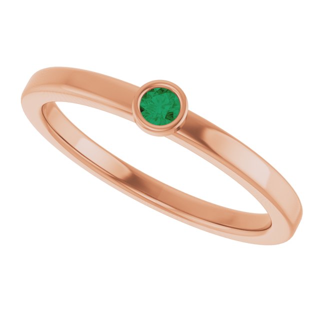 Round Lab-Grown Emerald Solitaire Ring in Rose Gold