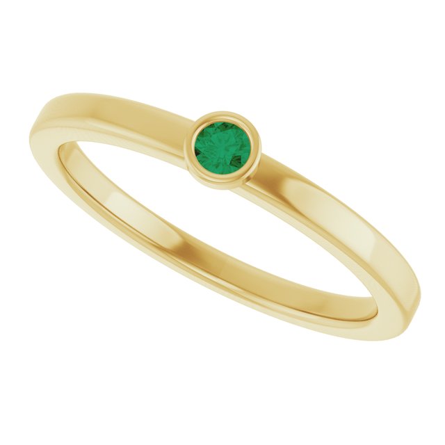 Round Emerald Solitaire Ring in Gold