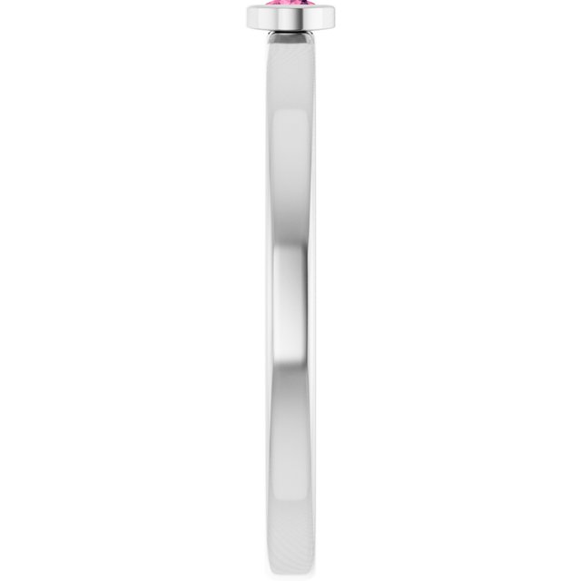 Round Pink Tourmaline Solitaire Ring in Platinum