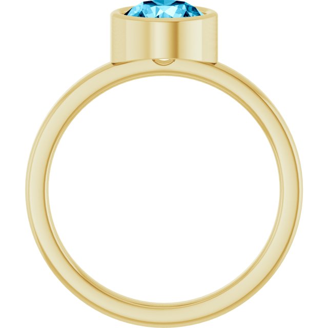 Round Aquamarine Solitaire Ring in Gold