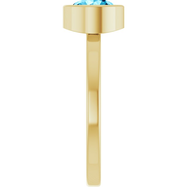 Round Aquamarine Solitaire Ring in Gold