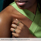 Pear Emerald Solitaire Ring in Gold