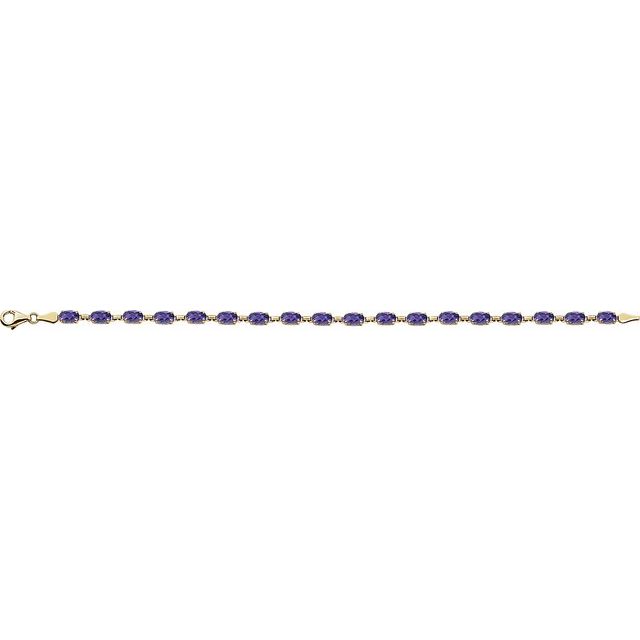 Oval Natural Amethyst Line Bracelet In Gold & Platinum