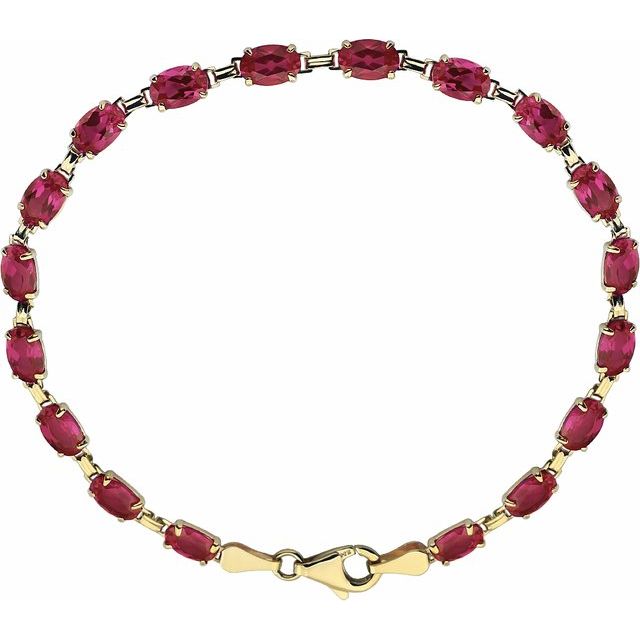 Oval Lab-Grown Ruby Line Bracelet In Gold & Platinum