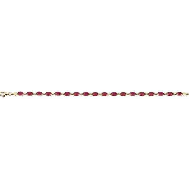 Oval Lab-Grown Ruby Line Bracelet In Gold & Platinum