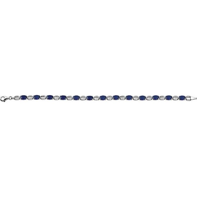 Oval Lab-Grown Blue Sapphire Line Bracelet In Gold & Platinum