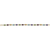 Oval Natural Multi-Gemstone Line Bracelet In Gold & Platinum