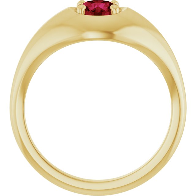 Round Lab-Grown Ruby Solitaire Ring in Gold and Platinum