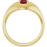 Round Lab-Grown Ruby Solitaire Ring in Gold and Platinum