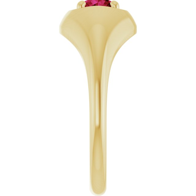 Round Lab-Grown Ruby Solitaire Ring in Gold and Platinum