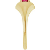 Round Lab-Grown Ruby Solitaire Ring in Gold and Platinum